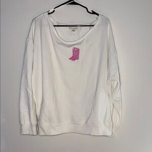 Aeropostale White Sweatshirt with Pink Boot Design